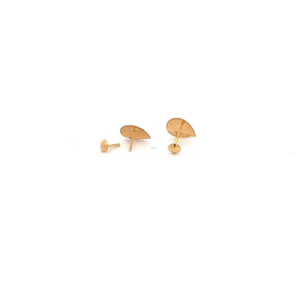 18K Gold Earrings Screw Type Tear Drop - Picture 5 of 5